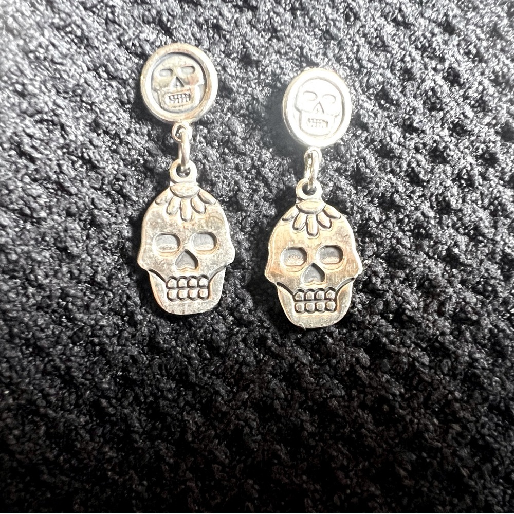 Silver skull earrings